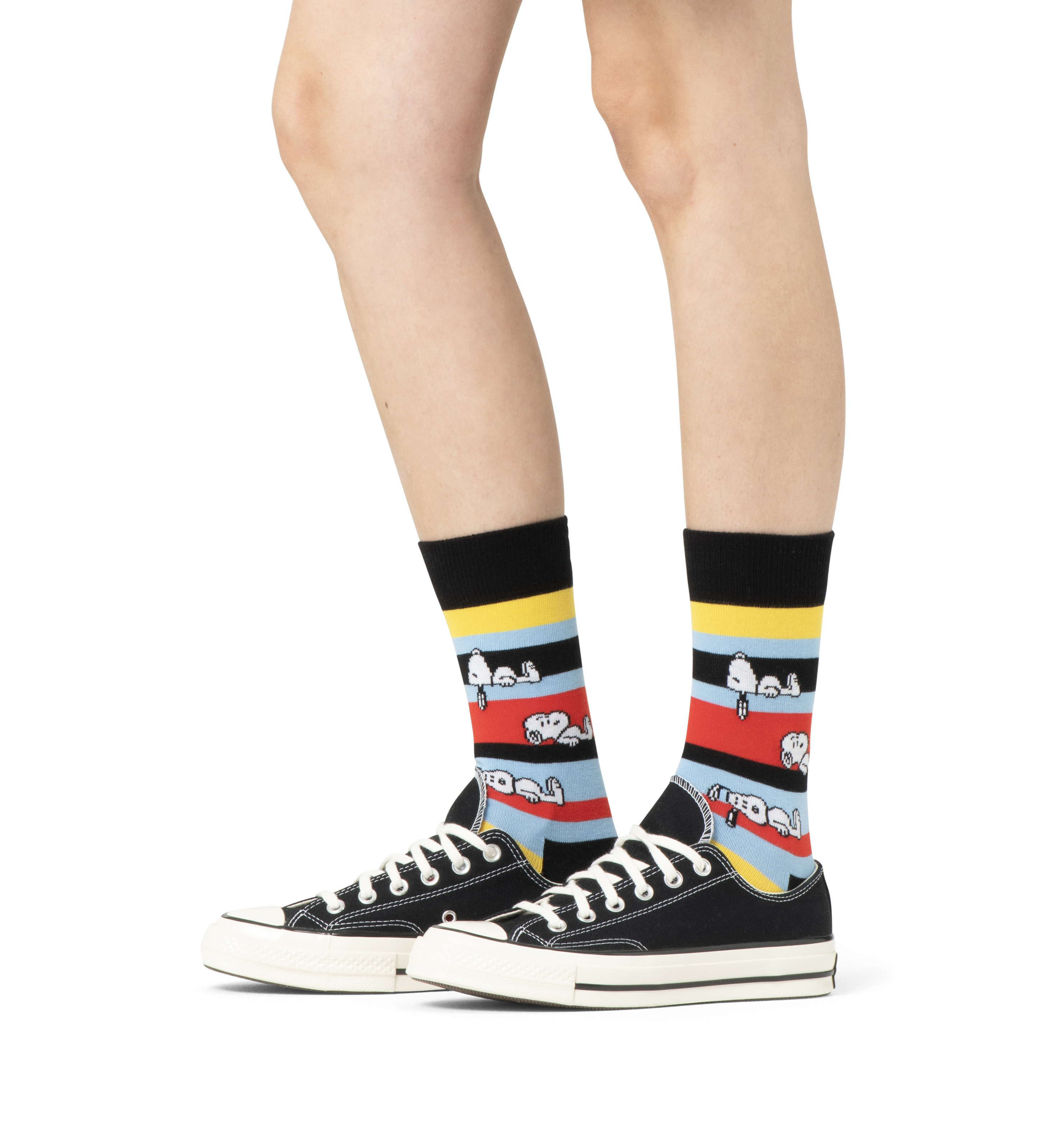 Calcetines HAPPY SOCKS Peanuts Snoopy Stripe Sock - Negro - Alternative_Model_Image