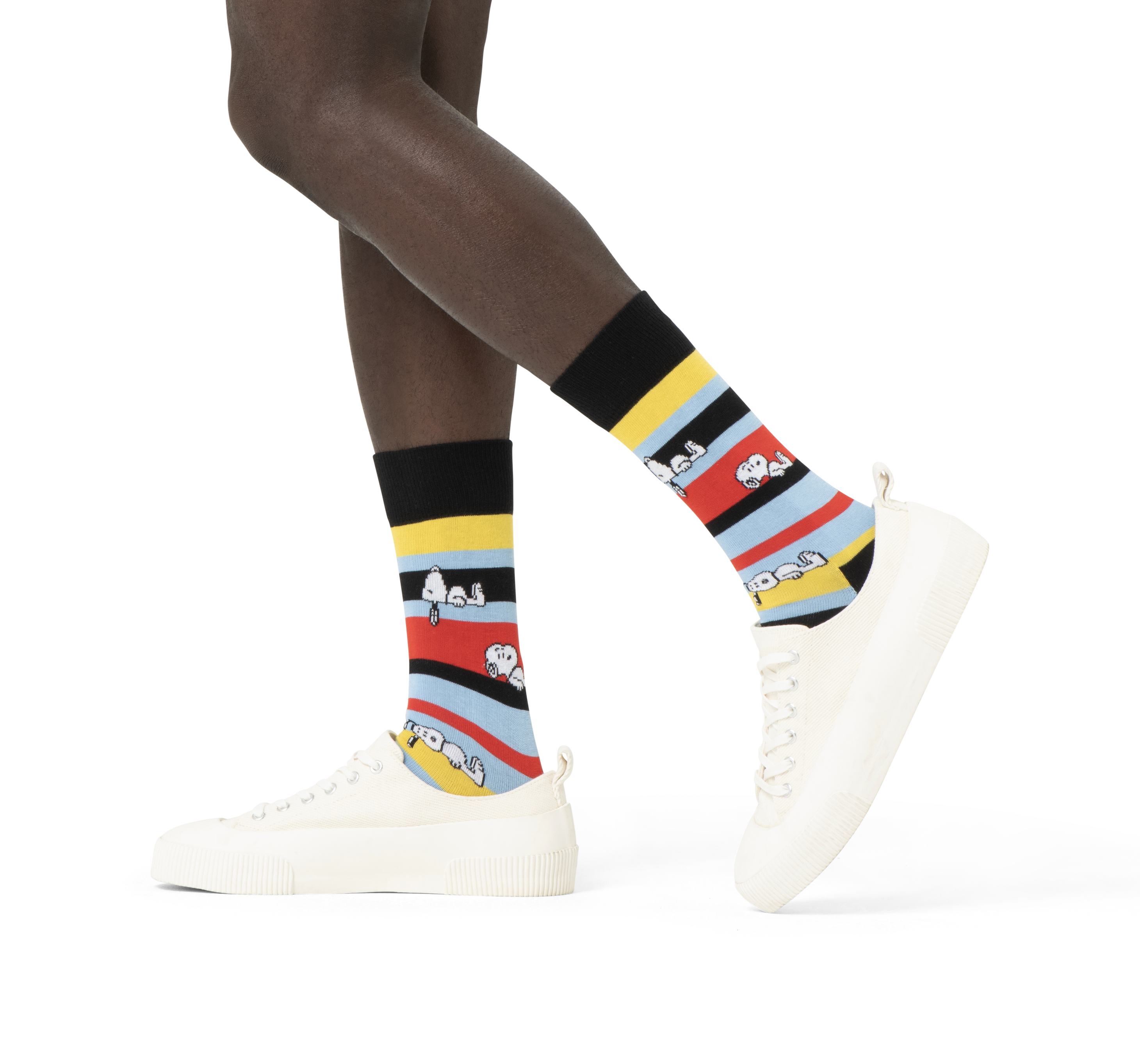 Calcetines HAPPY SOCKS Peanuts Snoopy Stripe Sock - Negro - Model_Image