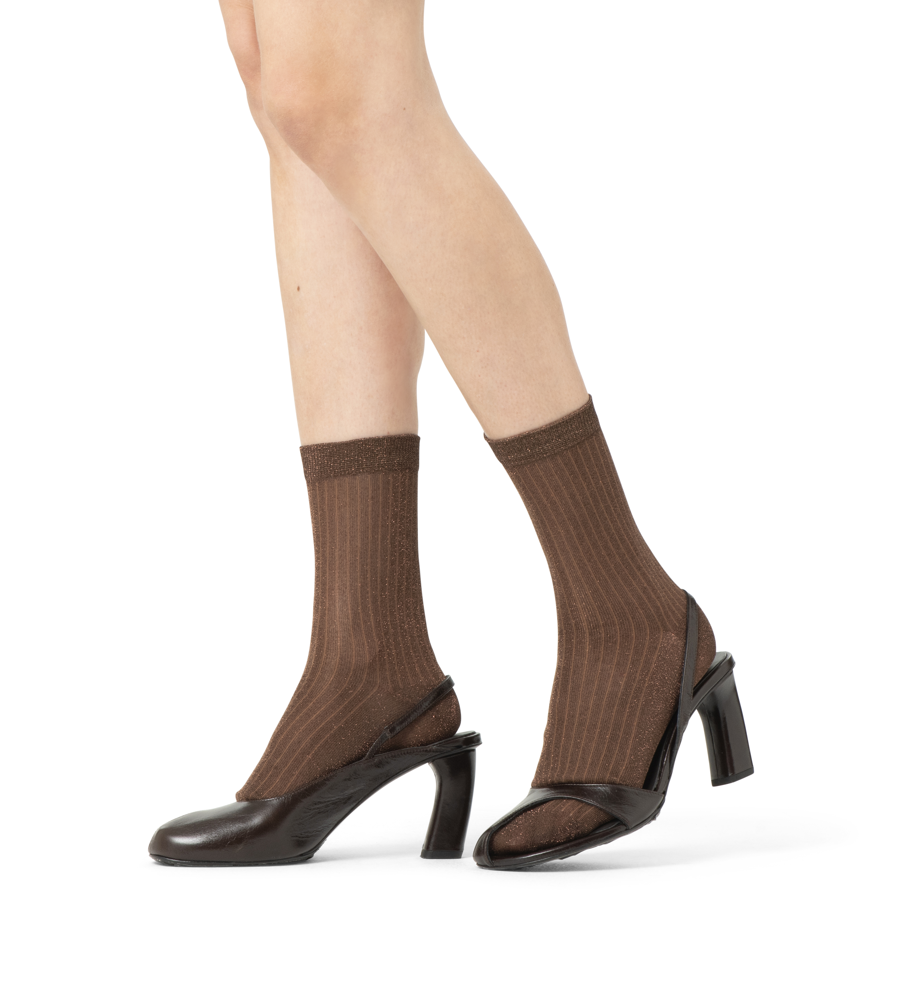 Calcetines HAPPY SOCKS Soft Lurex Short Crew Sock - Marron - Model_Image