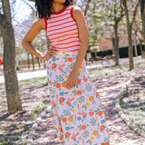 SUGARHILL Rosalind Off-White Tropical Hummingbird Skirt