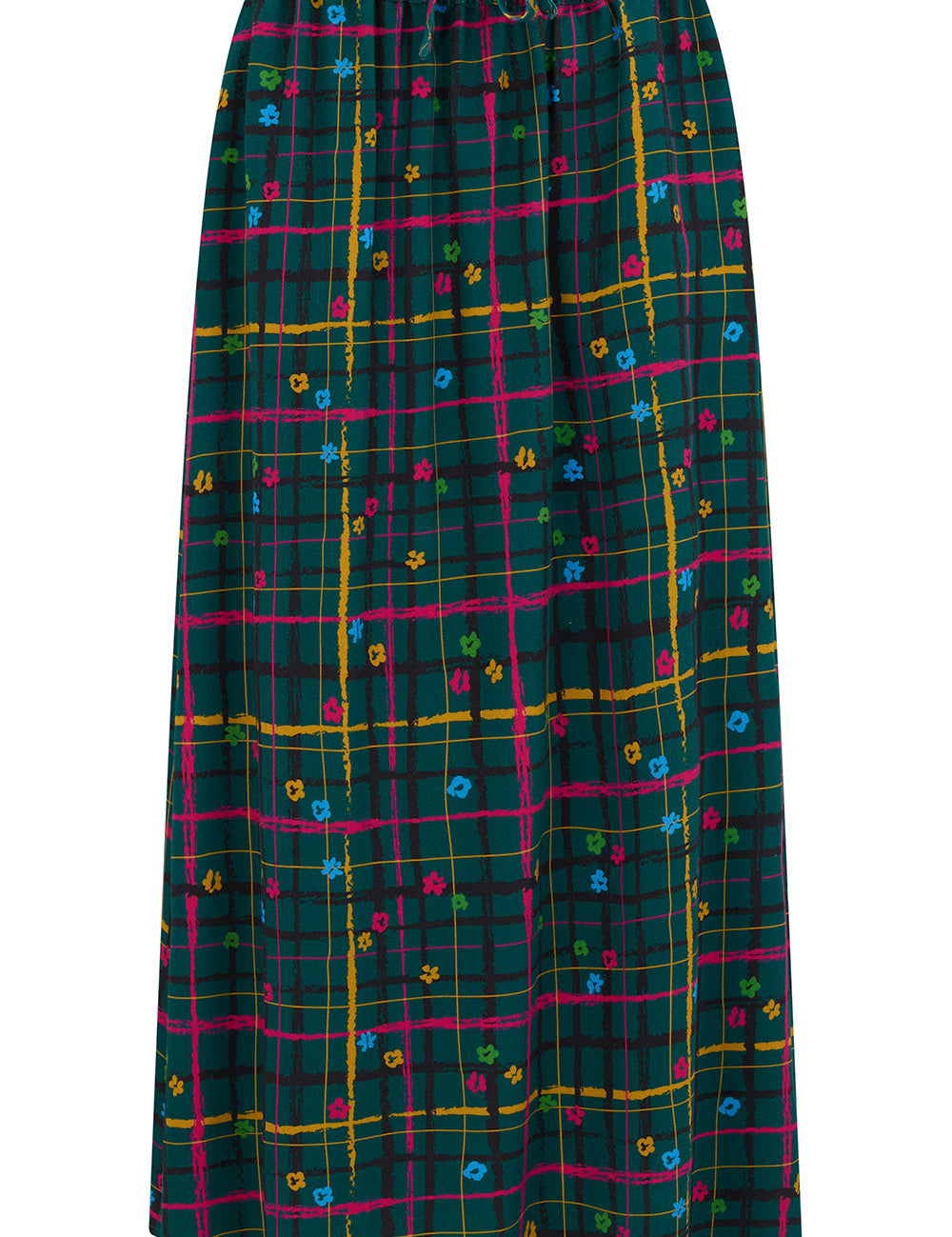 Falda SUGARHILL Melody Midi Teal Check — vista frontal del producto