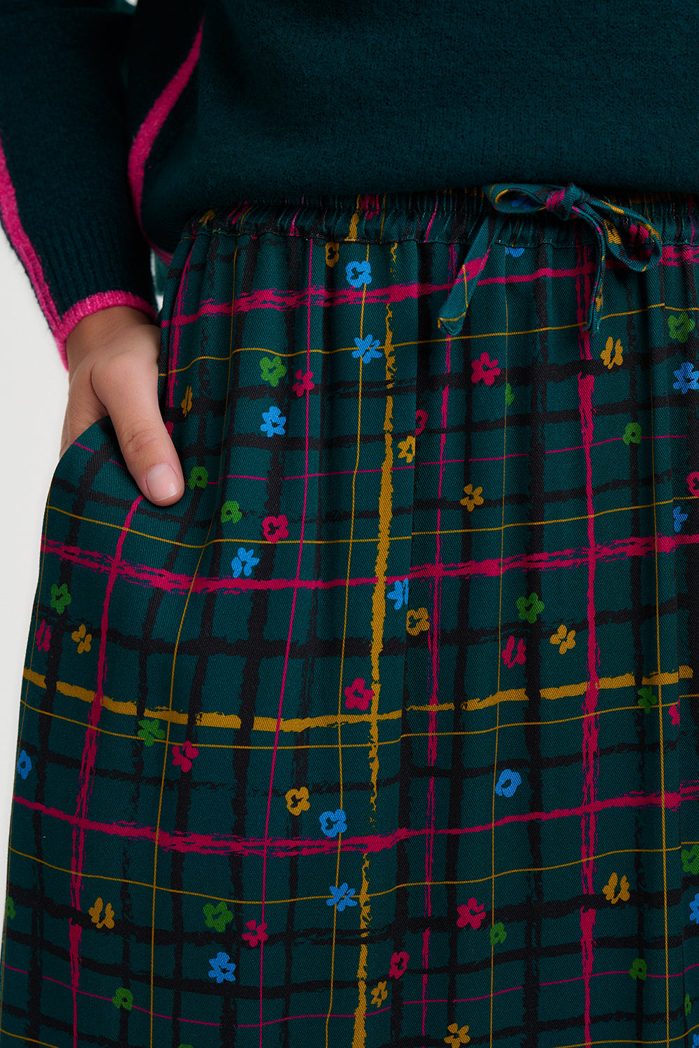Falda SUGARHILL Melody Midi Teal Check — vista 5