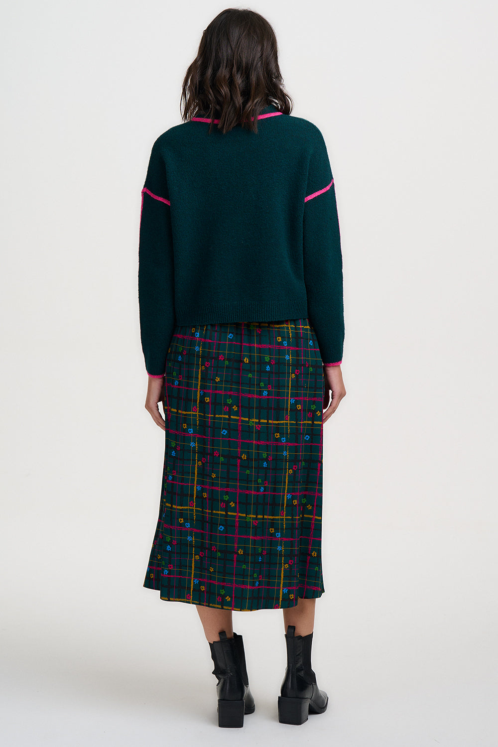 Falda SUGARHILL Melody Midi Teal Check — vista 6