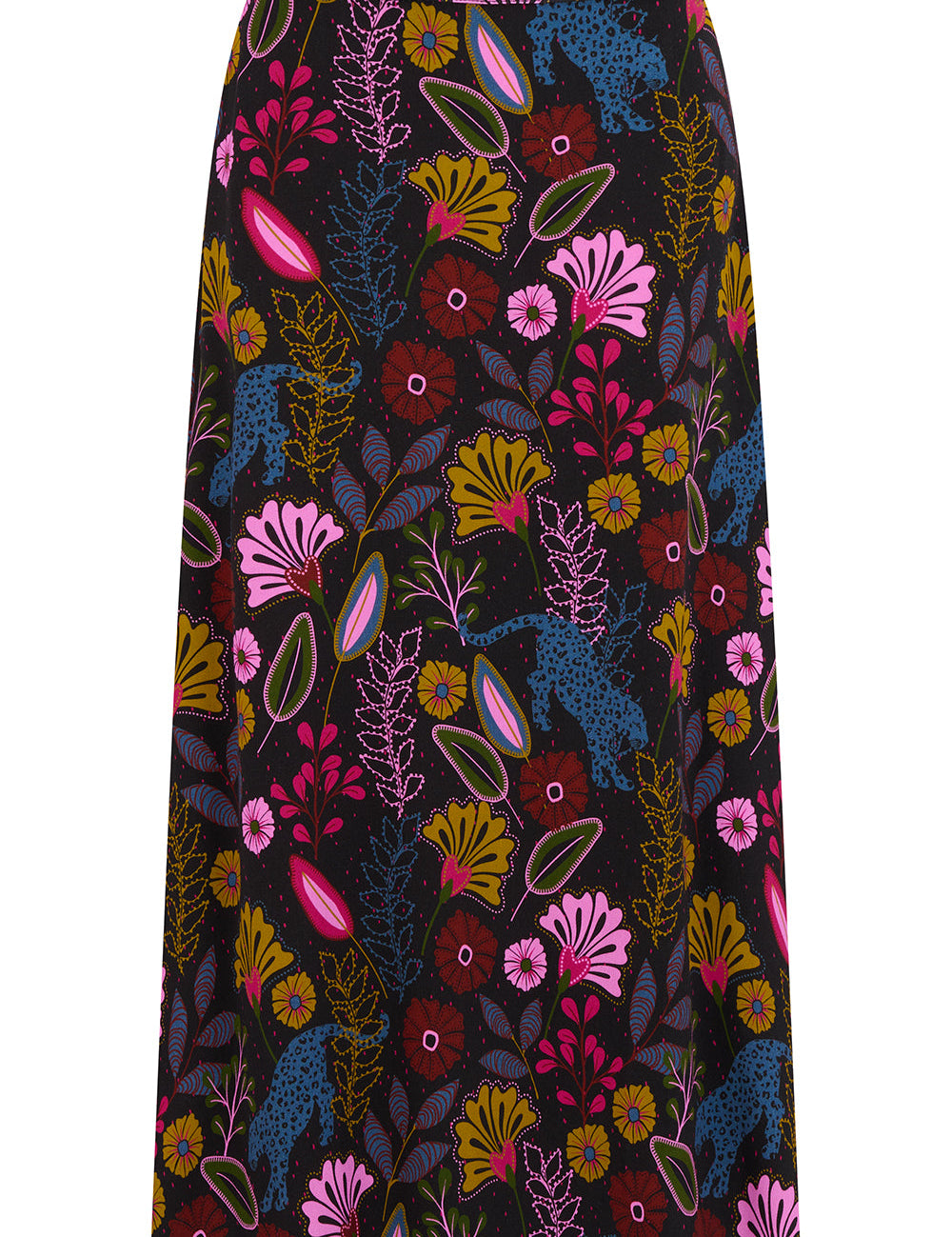 Falda SUGARHILL Zora Midi Black Jungle — vista frontal del producto