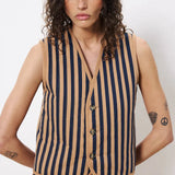 French Reversible Vest Camila Bleu Jean