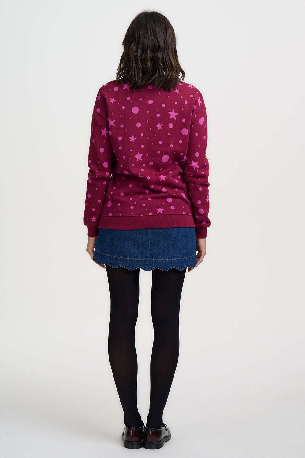 Sudadera SUGARHILL Noah Burgundy Pink Polka — vista frontal del producto