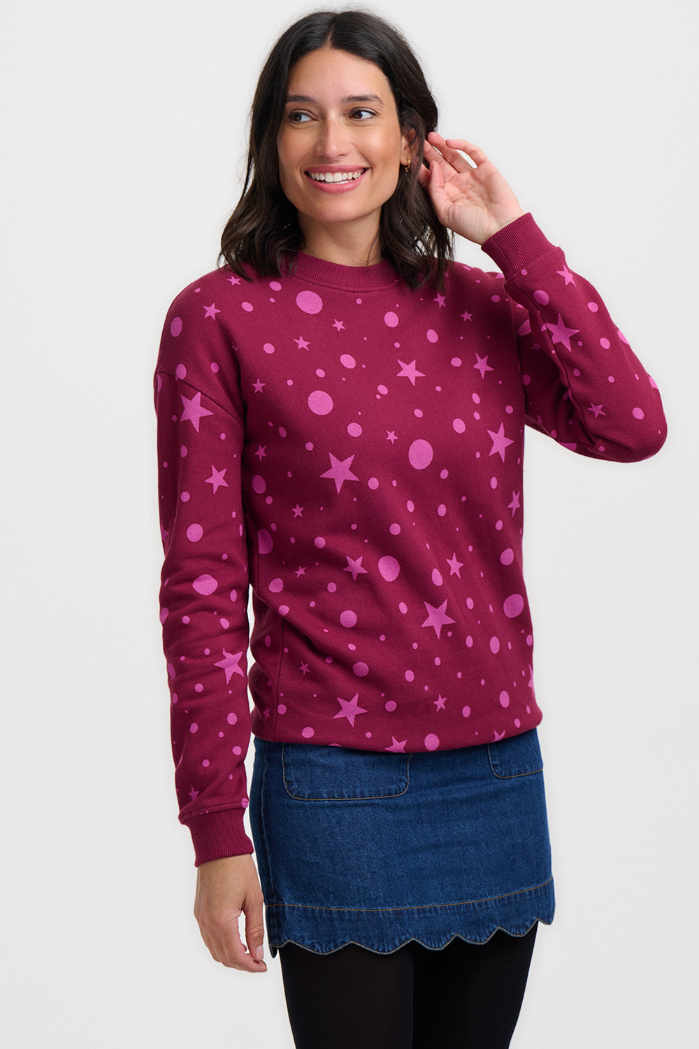 Sudadera SUGARHILL Noah Burgundy Pink Polka — vista 2