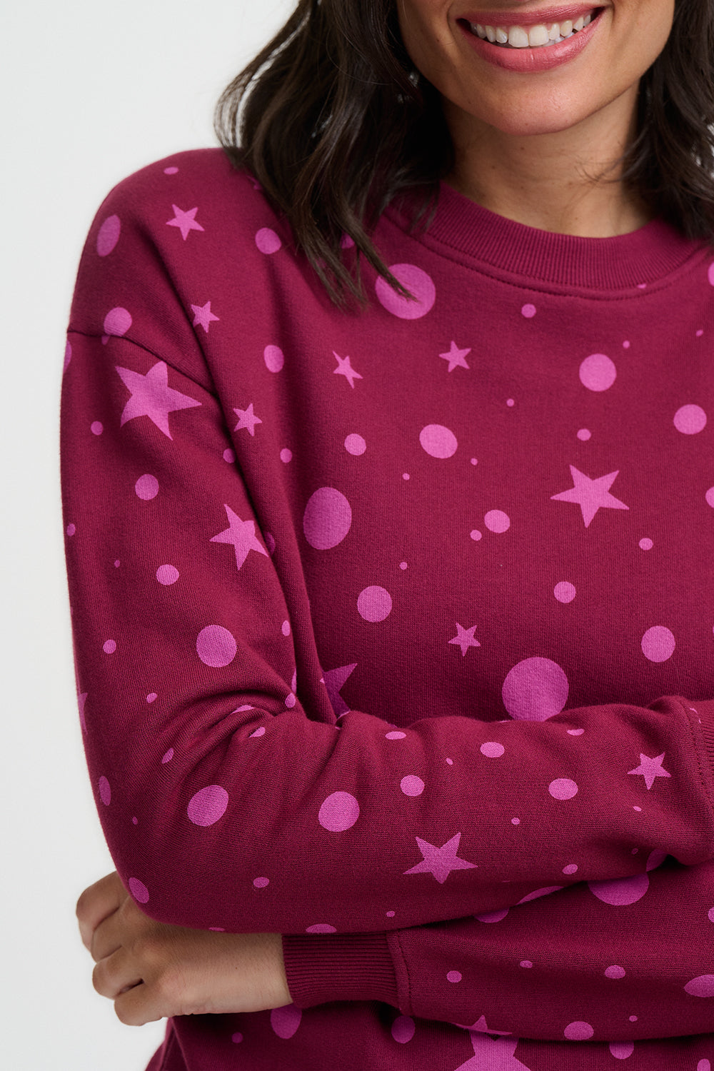 Sudadera SUGARHILL Noah Burgundy Pink Polka — vista 3