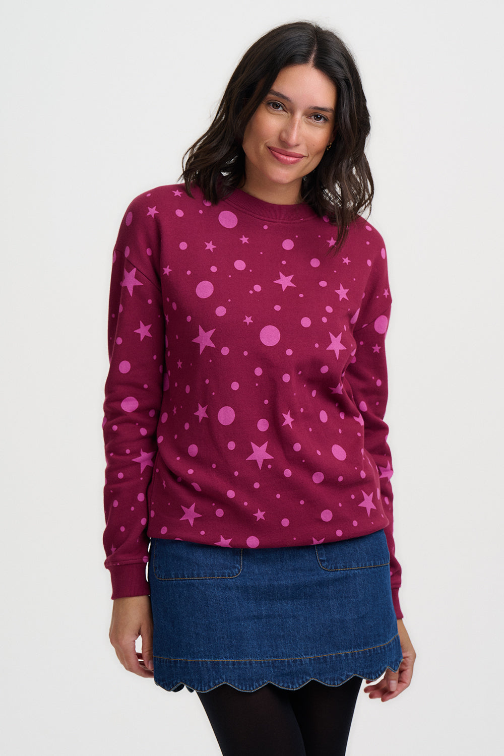 Sudadera SUGARHILL Noah Burgundy Pink Polka — vista 4