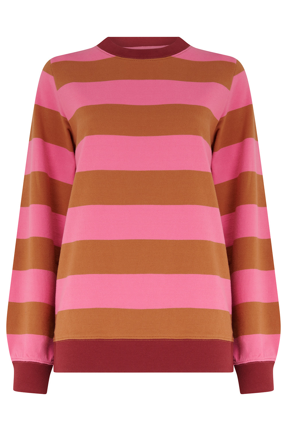 Sudadera SUGARHILL Mindy Pink Brown Stripe — vista frontal del producto