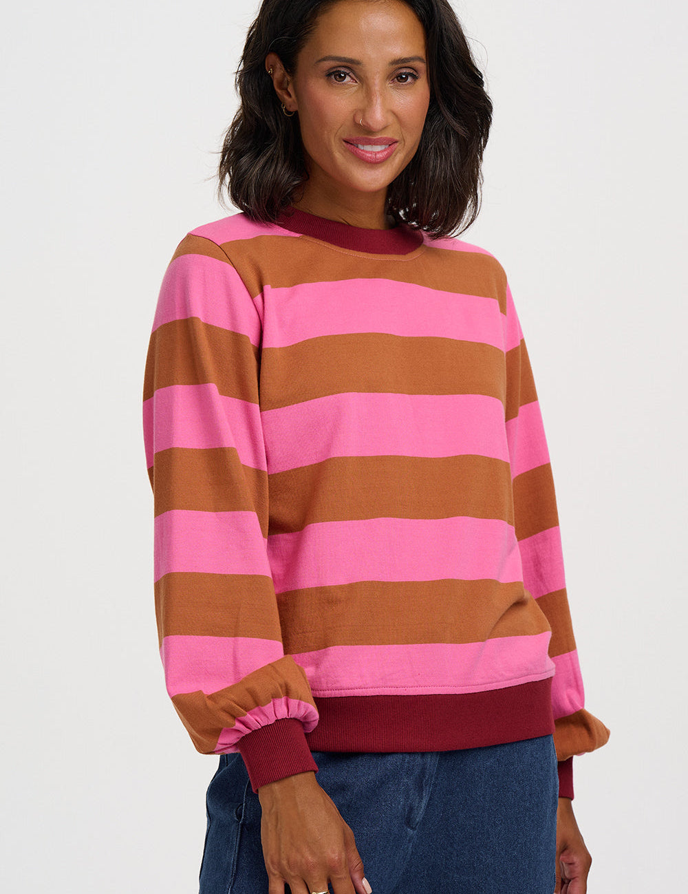 Sudadera SUGARHILL Mindy Pink Brown Stripe — vista 2