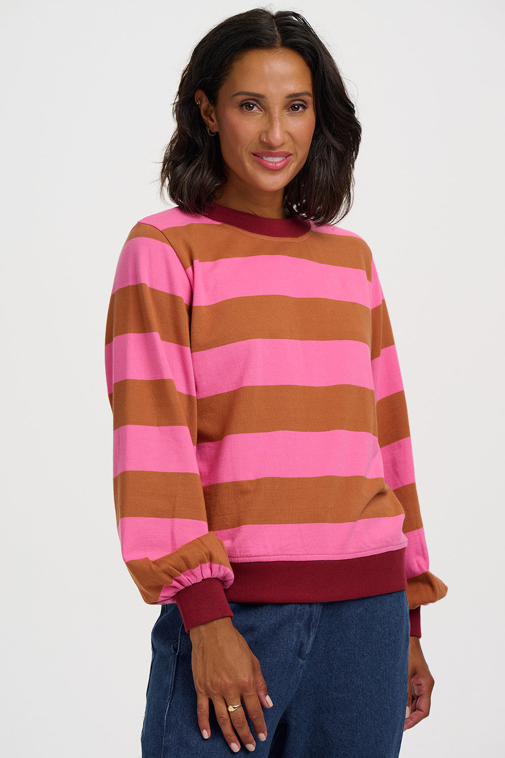 Sudadera SUGARHILL Mindy Pink Brown Stripe — vista 2