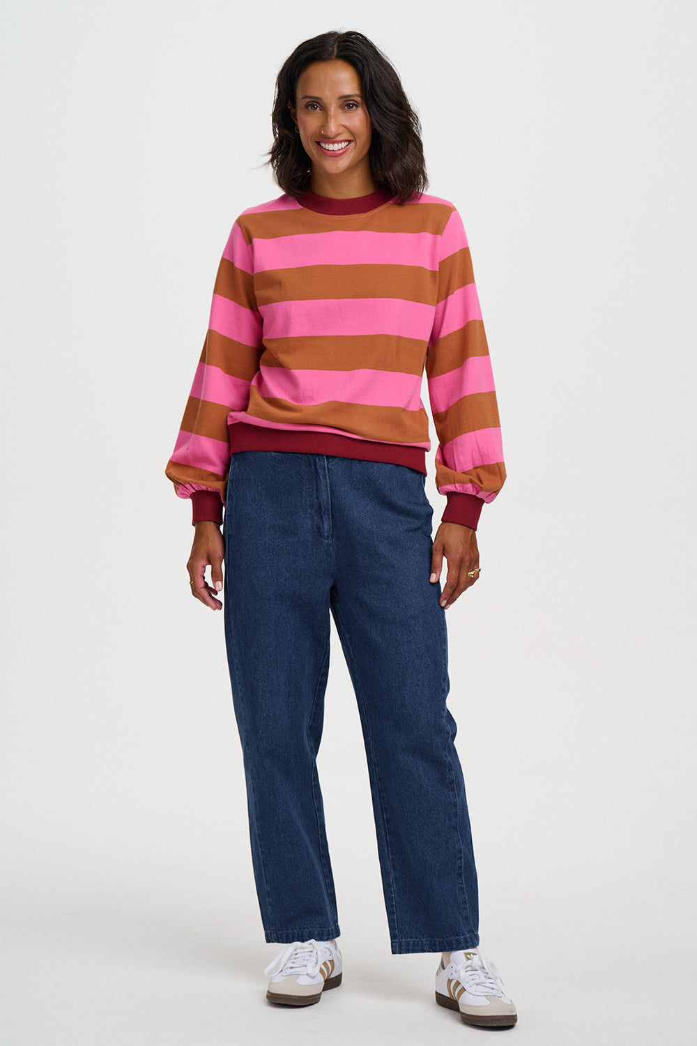 Sudadera SUGARHILL Mindy Pink Brown Stripe — vista 4