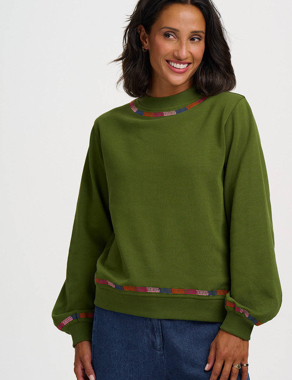 Sudadera SUGARHILL Roslyn Olive Stitch Embroidery — vista 2