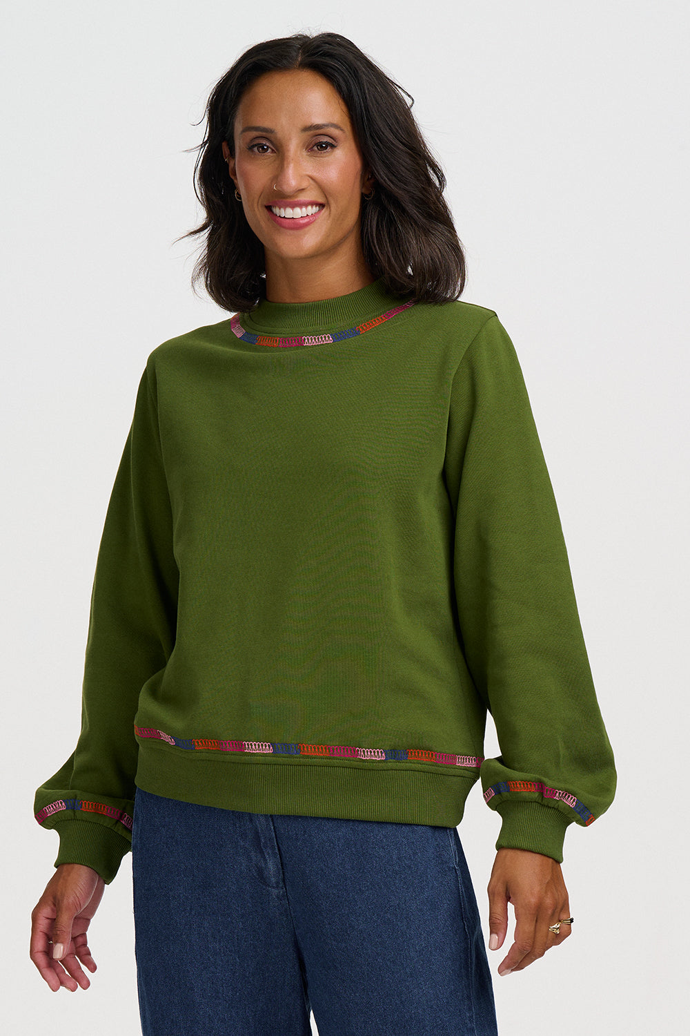 Sudadera SUGARHILL Roslyn Olive Stitch Embroidery — vista 4