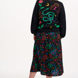 Falda SUGARHILL Rosalind Black, Snake Floral