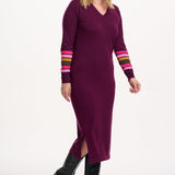 Vestido SUGARHILL Dania Burgundy, Sleeve Stripes
