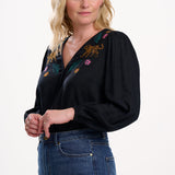 Blusa SUGARHILL Dawn Black, Tiger Embroidery