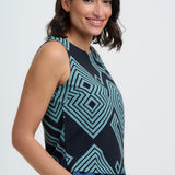 Top SUGARHILL Marissa Black/Green, Geometric Lines