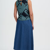 Top SUGARHILL Marissa Black/Green, Geometric Lines