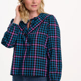 Blusa SUGARHILL Nessie Black/Teal, Twilight Gingham
