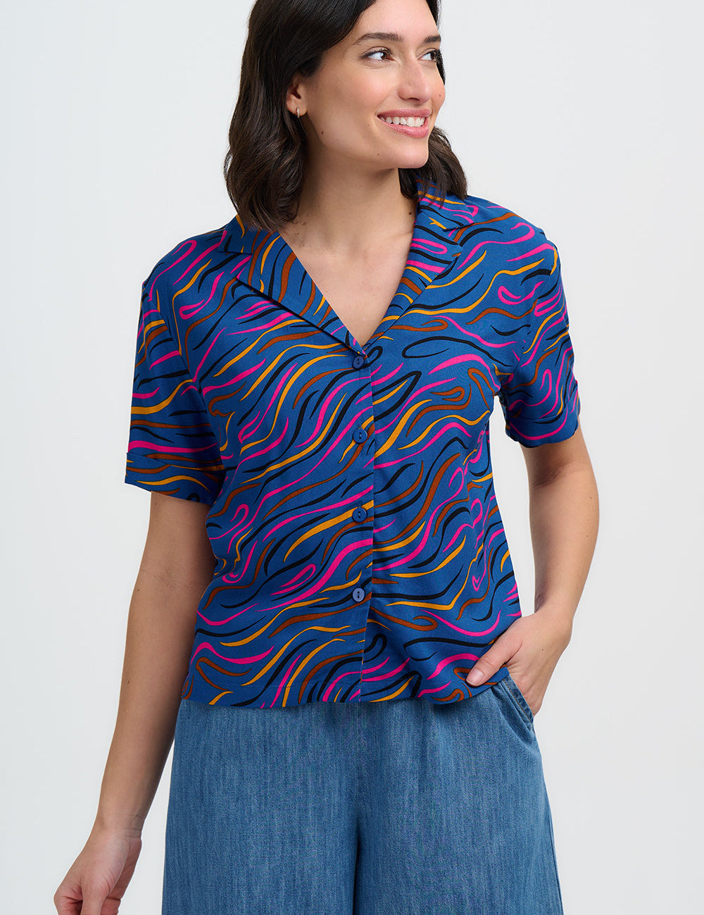 Camisa SUGARHILL Odele Bright Navy, Jazz Waves