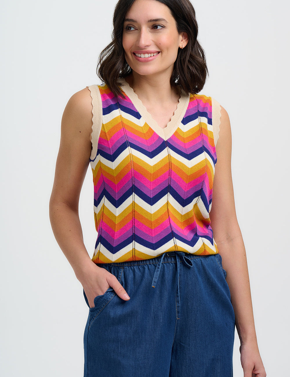 Chaleco SUGARHILL Rosy Multi, Sunset Chevron