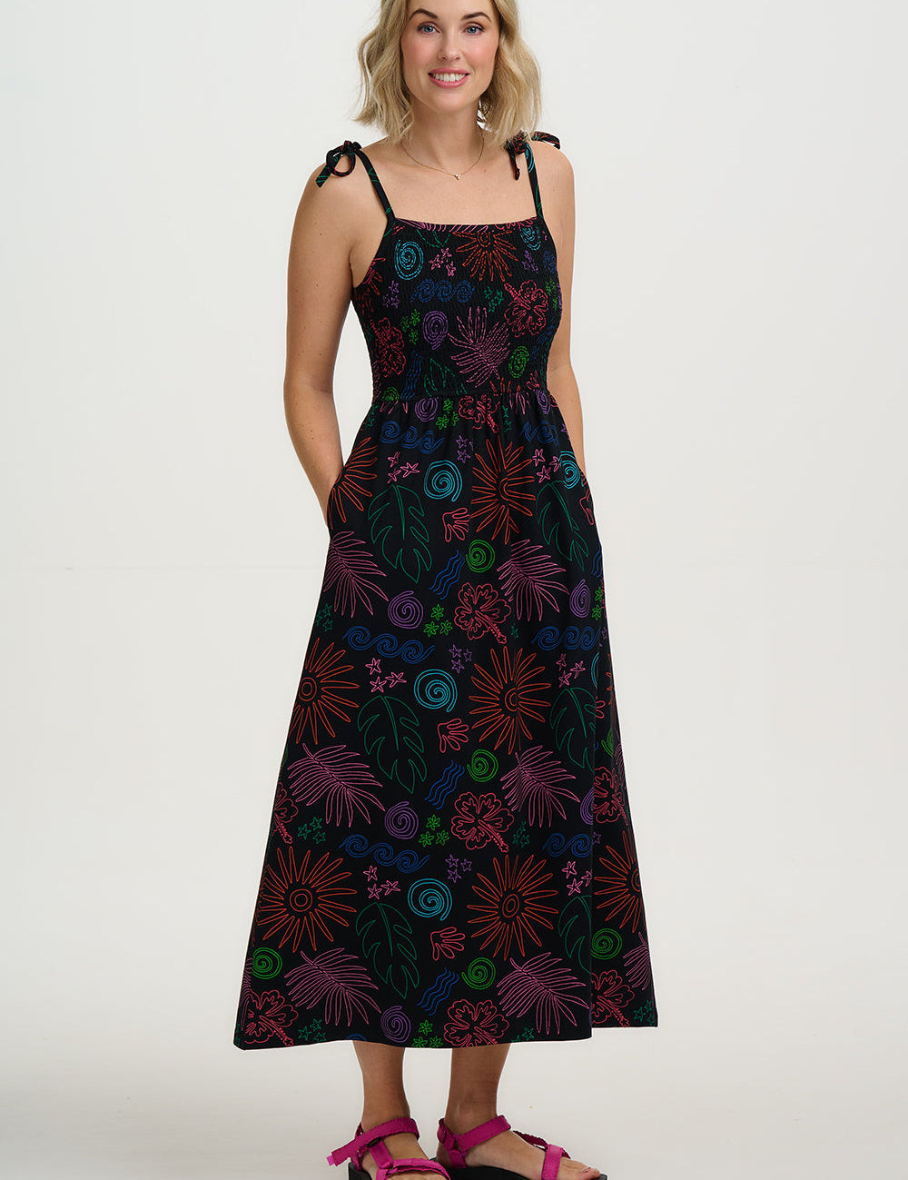 Vestido SUGARHILL Willa Black, Island Fiesta