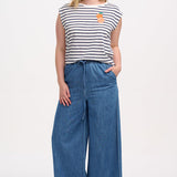 SUGARHILL Chrissy Off-White/Navy Fruity Orange T-shirt