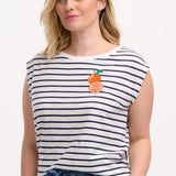 SUGARHILL Chrissy Off-White/Navy Fruity Orange T-shirt