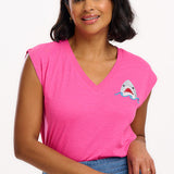 SUGARHILL Ariana Pink Fin-tastic Shark T-Shirt