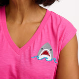 SUGARHILL Ariana Pink Fin-tastic Shark T-Shirt