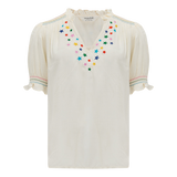 SUGARHILL – Haydee – Bluse mit Regenbogen-Sternen in Off-White