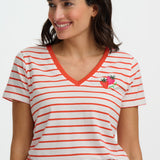 Camiseta SUGARHILL Khloe Red/Off White Stripe, Strawberry