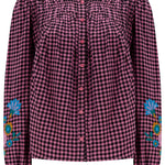 Blusa SUGARHILL Leah Rose Gingham Floral Embroidery — vista frontal del producto