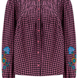 Blusa SUGARHILL Leah Rose Gingham Floral Embroidery — vista frontal del producto