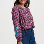 Blusa SUGARHILL Leah Rose Gingham Floral Embroidery — vista 2