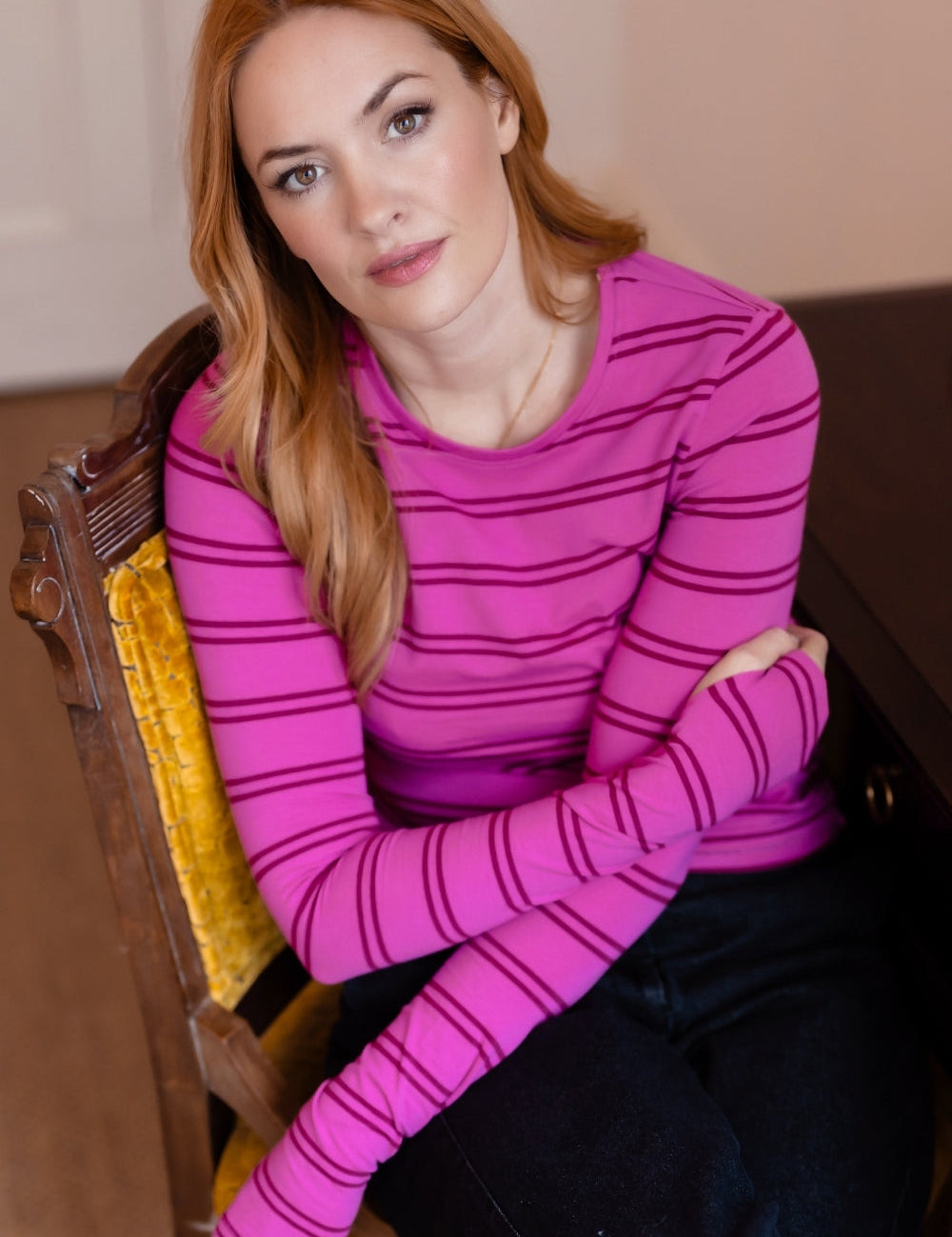 Camiseta SUGARHILL Trista Pink Mauve Stripe — vista 2