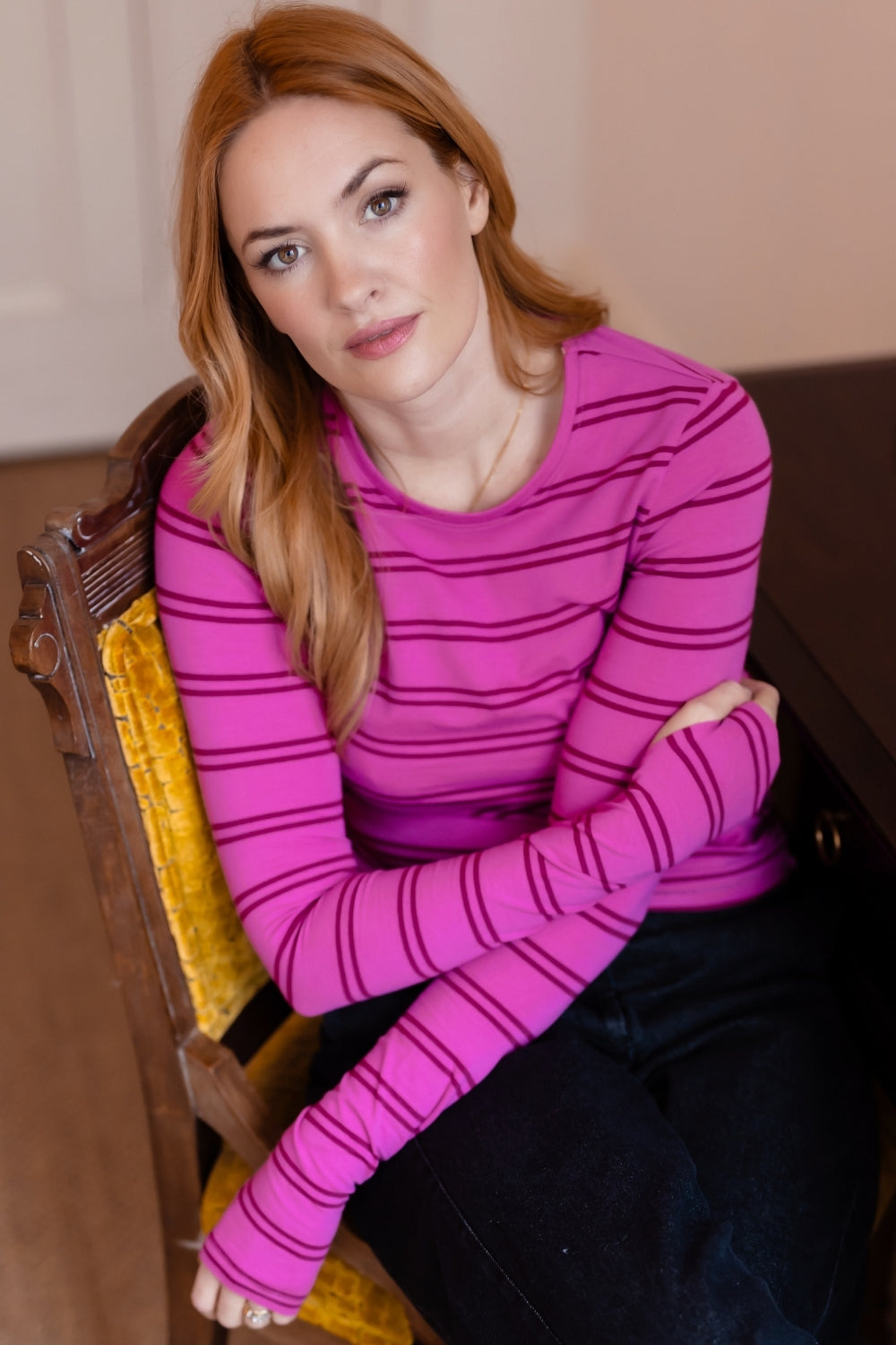 Camiseta SUGARHILL Trista Pink Mauve Stripe — vista 2