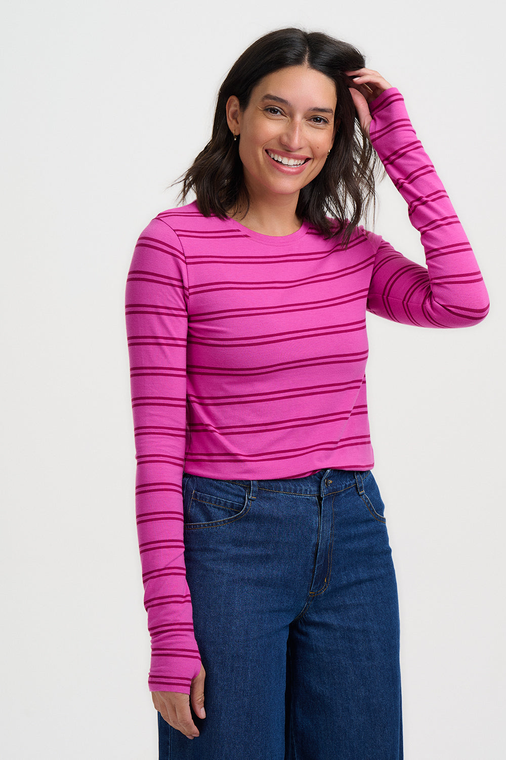 Camiseta SUGARHILL Trista Pink Mauve Stripe — vista 4