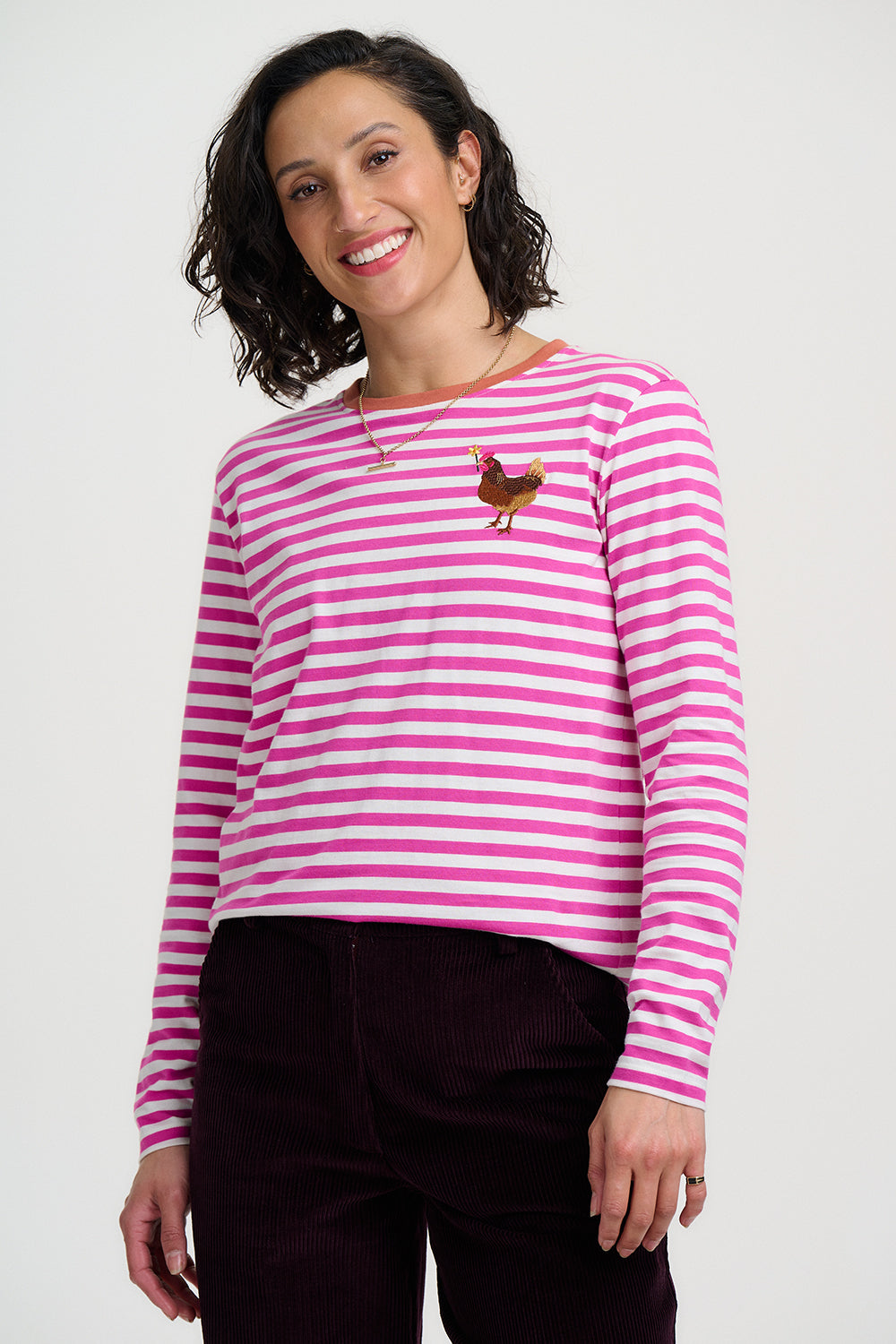 Camiseta SUGARHILL Brunswick Magenta Chicken Embroidery — vista 2