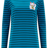 Camiseta SUGARHILL Brunswick Blue Green Lucky Cat Embroidery — vista frontal del producto