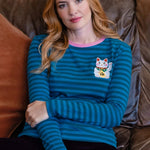 Camiseta SUGARHILL Brunswick Blue Green Lucky Cat Embroidery — vista 2