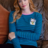 Camiseta SUGARHILL Brunswick Blue Green Lucky Cat Embroidery — vista 2