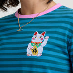 Camiseta SUGARHILL Brunswick Blue Green Lucky Cat Embroidery — vista 4