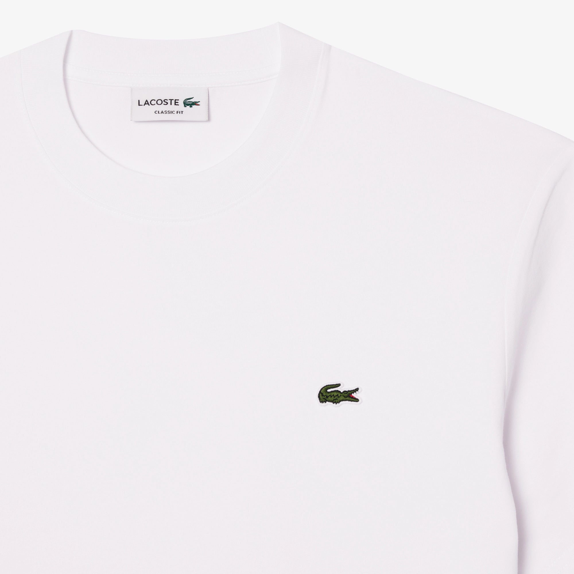 Camiseta Lacoste de Corte Clásico de Punto de Algodón Blanca