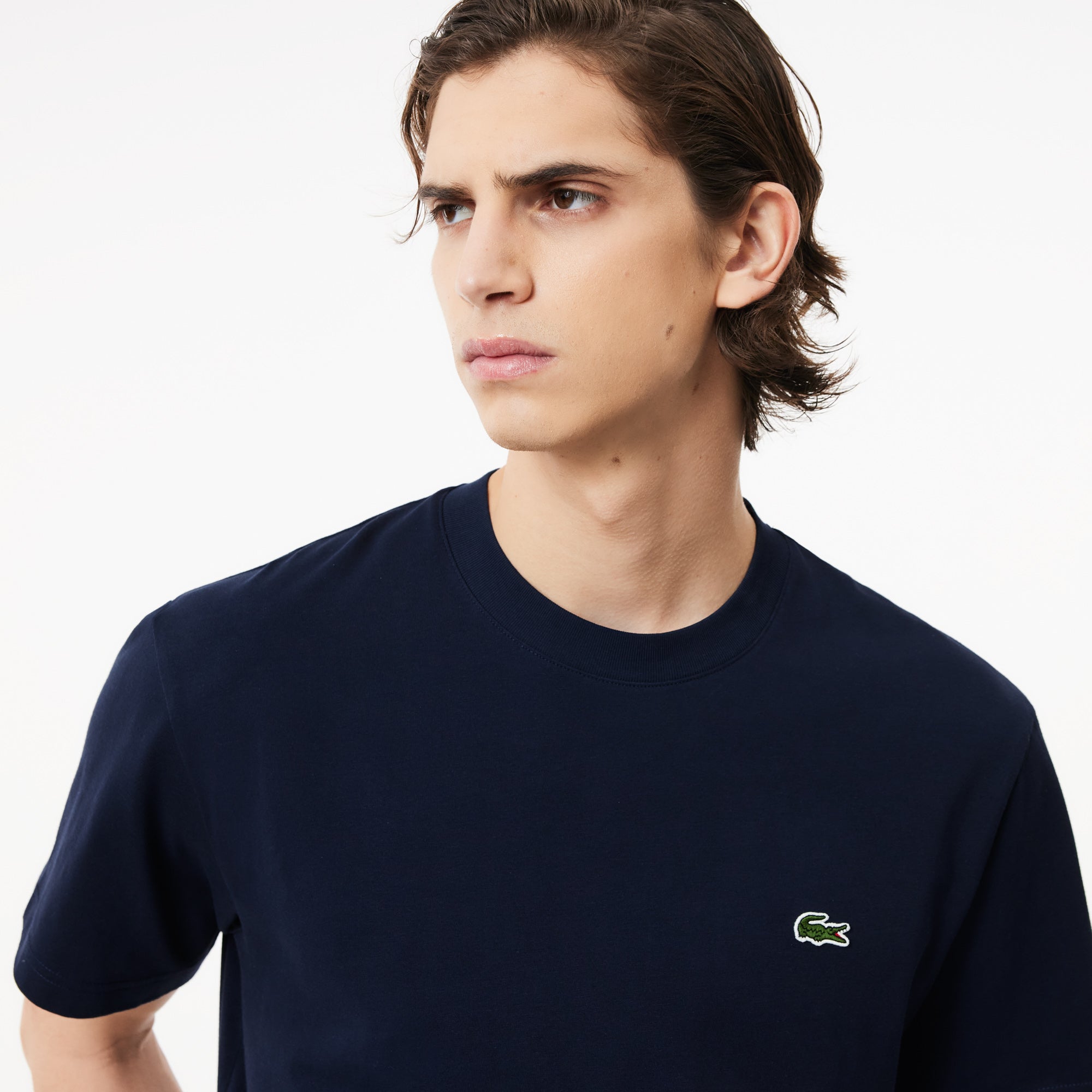 Marineblaues Lacoste-T-Shirt aus Baumwolljersey mit klassischer Passform 