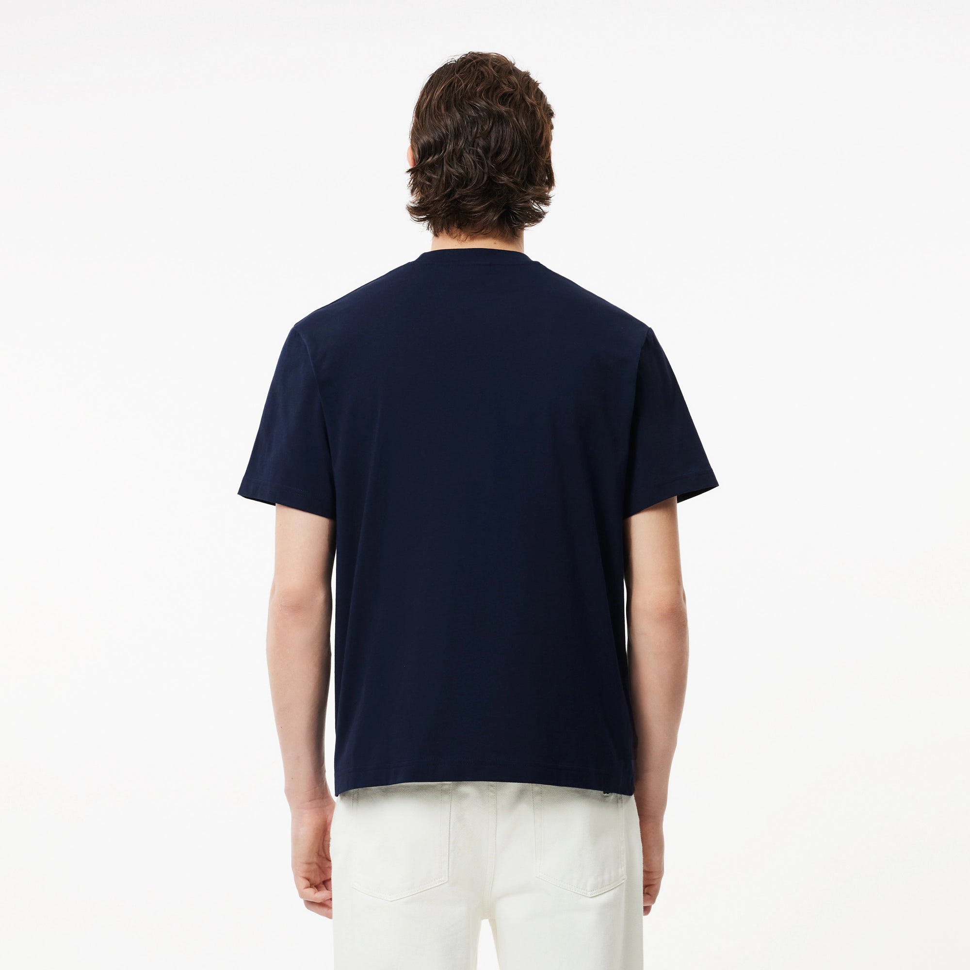 Marineblaues Lacoste-T-Shirt aus Baumwolljersey mit klassischer Passform 