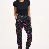SUGARHILL Donna Jogger Pants Black, Giraffe Spots
