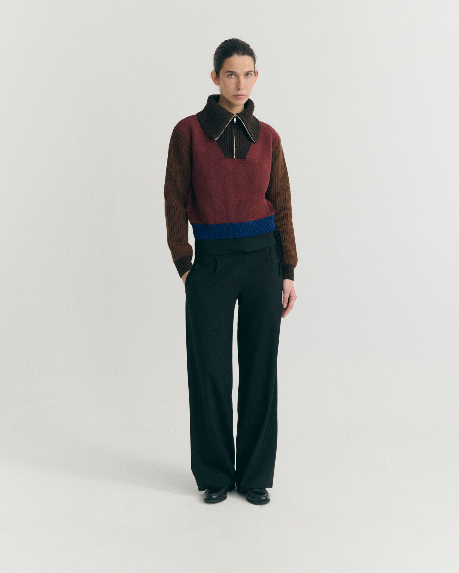 BROWN BLOCK TANIT KNITTED SWEATER